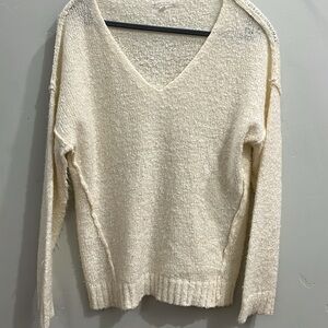 Boho cream deep v-neck sweater